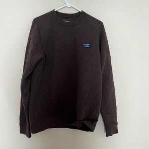 L.L. Bean Men's Dark Brown Quilted Crewneck Sweater